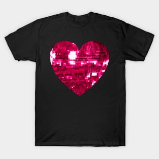 Pink Disco Ball Heart T-Shirt